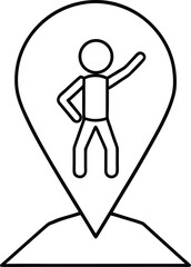 Person in victory pose standing on a location isolated on white background