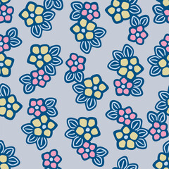 Japanese Flower Leaf Motif Fall Vector Seamless Pattern
