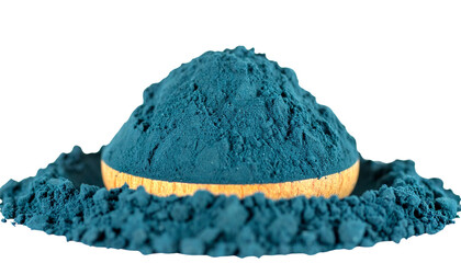 blue pile of powder mound of blue dust pigment heap art material isolated on solid background Png form