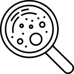 Magnifying glass examining microscopic organisms or cells in a petri dish