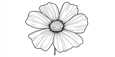 Beautiful cosmos flower tattoo design, vector illustration line art, simple line drawing