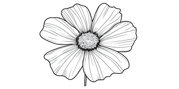 Beautiful cosmos flower tattoo design, vector illustration line art, simple line drawing - Powered by Adobe