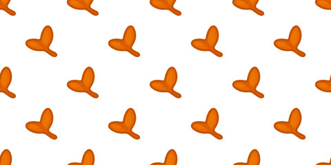 Autumn Maple Seed Seamless Pattern. Cartoon-style maple seeds arranged in a seamless pattern. Orange seasonal elements on white background.