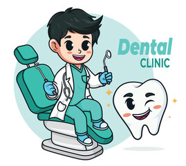 Cute dentist cartoon vector illustration