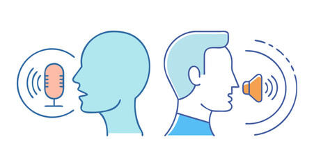 Concept of audio transmission and reception in a conversation or broadcast context