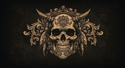 Ornate Skull: Dark Elegance in Gold