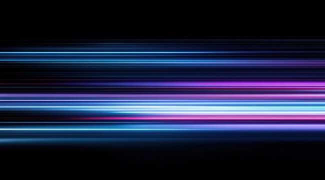 Vibrant photo of abstract neon light streaks on a dark background.