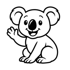 Fototapeta premium Happy Waving Koala Vector Illustration - Cute Kawaii Character Icon