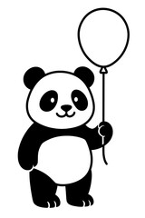 Fototapeta premium Cute Panda with Balloon Vector - Happy Animal Character Illustration