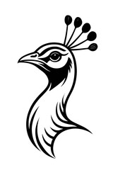 Obraz premium Stylized Peacock Head Vector Mascot - Elegant Bird Logo Design