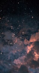 Starry night sky, clouds, cosmos