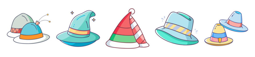 Fun and Colorful Hat Icon Set – Party and Fashion