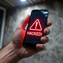 Smartphone hacked warning alert displayed on screen