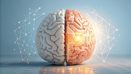 Dynamic human brain visualizes digital connectivity and advanced artificial intelligence thinking