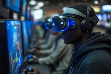 African Man Dives into Virtual Reality Gaming Experience