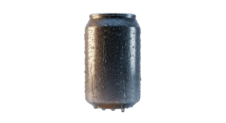 Chilled beverage can with condensation on surface