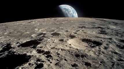 Moon surface, Earth rising