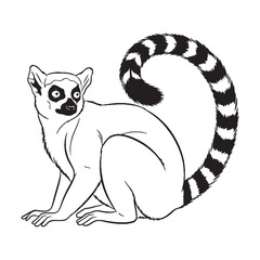Iconic Lemur Line Art – Lemur Vector Outline Drawing with Distinct Wildlife Silhouette – Lemur Drawing – Vector of Lemur – Lemur Outline

