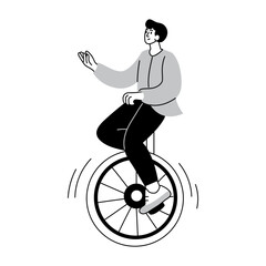 A sketchy style illustration depicting a unicycle balance © Vectors Market