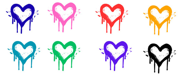 Colorful Paint Heart Splatter Vector Set – Ink Blot Stain Clipart for Design Vector set	