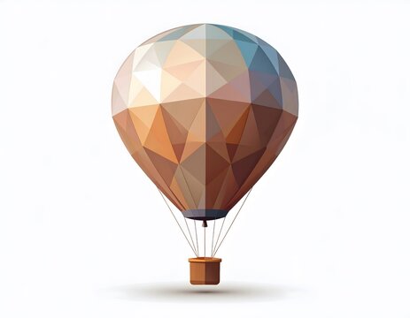 Abstract hot air balloon in a low poly style. Geometric design with triangles, symbolizing travel and adventure. Modern vector graphic on a white background. - Powered by Adobe