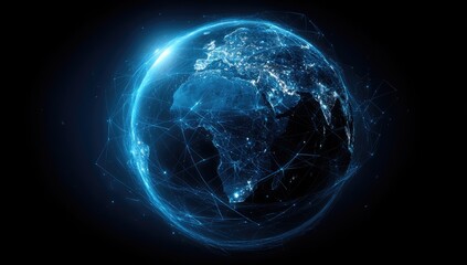 Globed Earth, network lines, digital design