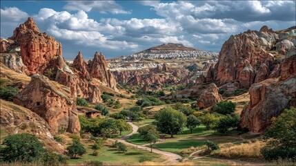 Red rock valley, winding path