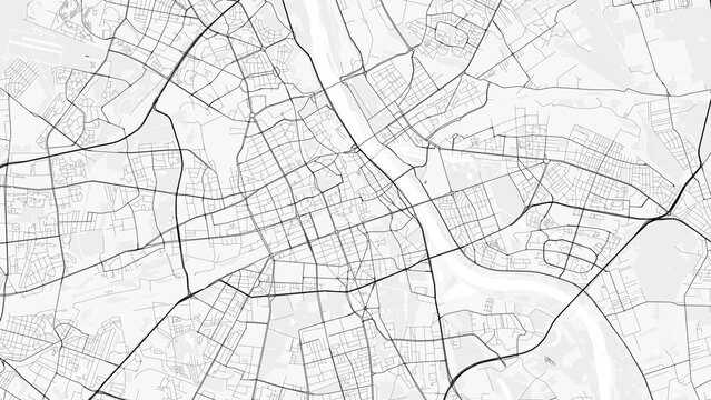Budapest City Map. Minimalist black and white line art poster for printing, wallpaper, wall art for home and office decor