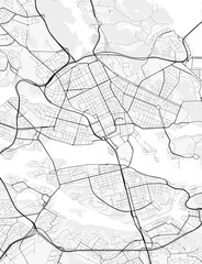 Stockholm City Map. Minimalist black and white line art poster for printing, wallpaper, wall art for home and office decor