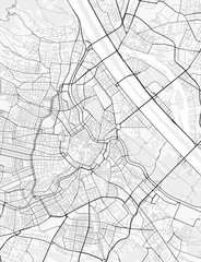 Vienna City Map. Minimalist black and white line art poster for printing, wallpaper, wall art for home and office decor