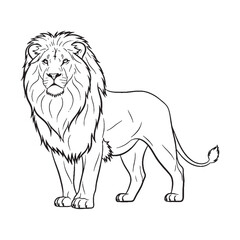 Obraz premium Stylized Lion Line Art – Lion Vector Illustration Elegant Drawing with Creative Curves – Lion Drawing – Line Art Drawing of Lion – Lion Icon