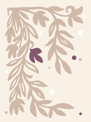 Minimalist Beige Foliage Pattern A Neutral And Calming Botanical Art Poster