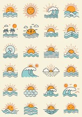 Ocean Sunset Line Art: Sun, Waves & Coastal Charm