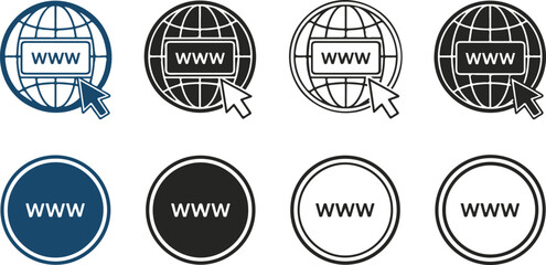 WWW Globe and Round Button Icons