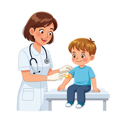Child vaccination by a friendly nurse