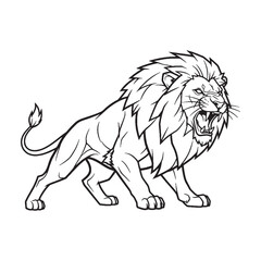 Wild Lion Line Art – Lion Vector Outline Drawing with Iconic Silhouette Shape – Lion Drawing – Vector of Lion – Lion Outline

