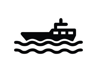 Obraz premium Calm Seas: Modern Cargo Ship Icon, Minimalist Black and White, Nautical Transportation Graphic