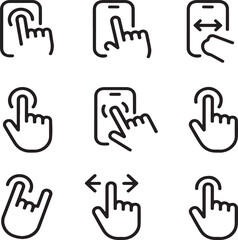 Touch Gesture and Interface Navigation Icons – Thin Line Editable Vector Pack