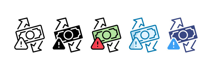 Cash Flow Risk Icon Set Multiple Style Collection