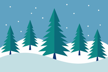 Winter landscape with pines