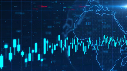 Global Stock Data Financial technology digital stock exchange graph candlestick trend currency economy background