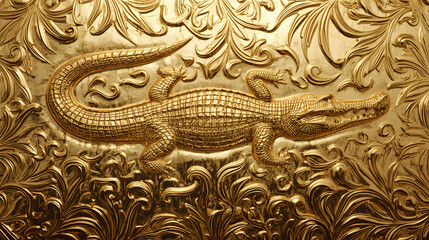 golden crocodile statue