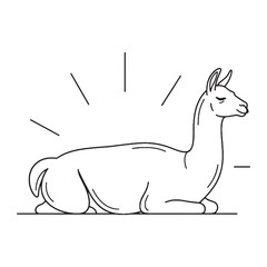 Standing Llama Line Art – Llama Vector Artistic Drawing with Calm Posture – Llama Drawing – Vector of Llama – Llama Outline   © Jahangir