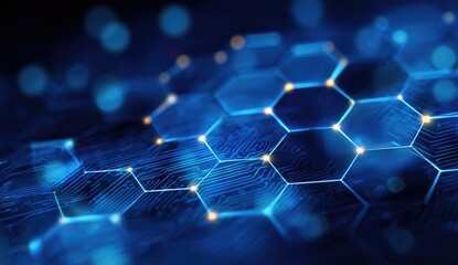 Abstract digital honeycomb pattern, glowing points