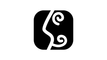 Happiness symbol, black isolated silhouette