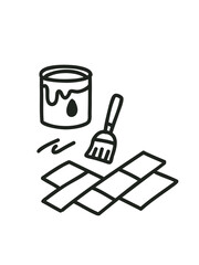 doodle illustration of paint can and brush for creativity