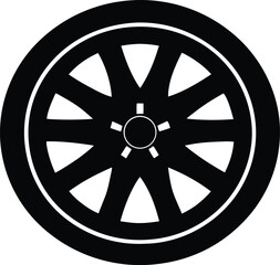Obraz premium car wheel silhouette vector