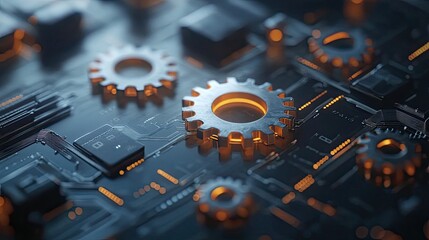 Business Process Automation: Using Tablet for Network and Gear Icons 