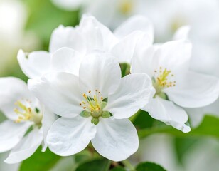 Fototapeta premium Delicate white blossoms displaying purity with fresh spring elegance and a bright sunny day feel