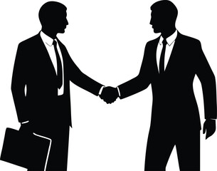 Fototapeta premium two businessman handshake silhouette icon